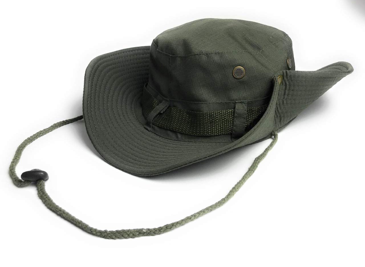 Kgm Unisex Green Military Style Boonie Bush Combat Brim Army Bucket Safari Sun Hat - Outdoor Festival Hats (Green)