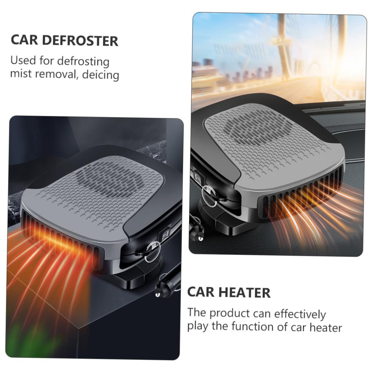 Riscaldatore per Auto 12V Portatile Sbrinatore Rapido, Ventilatore Riscaldante Compatto in Plastica per Riscaldamento Interno Veicolo e Rimozione Neve Invernale