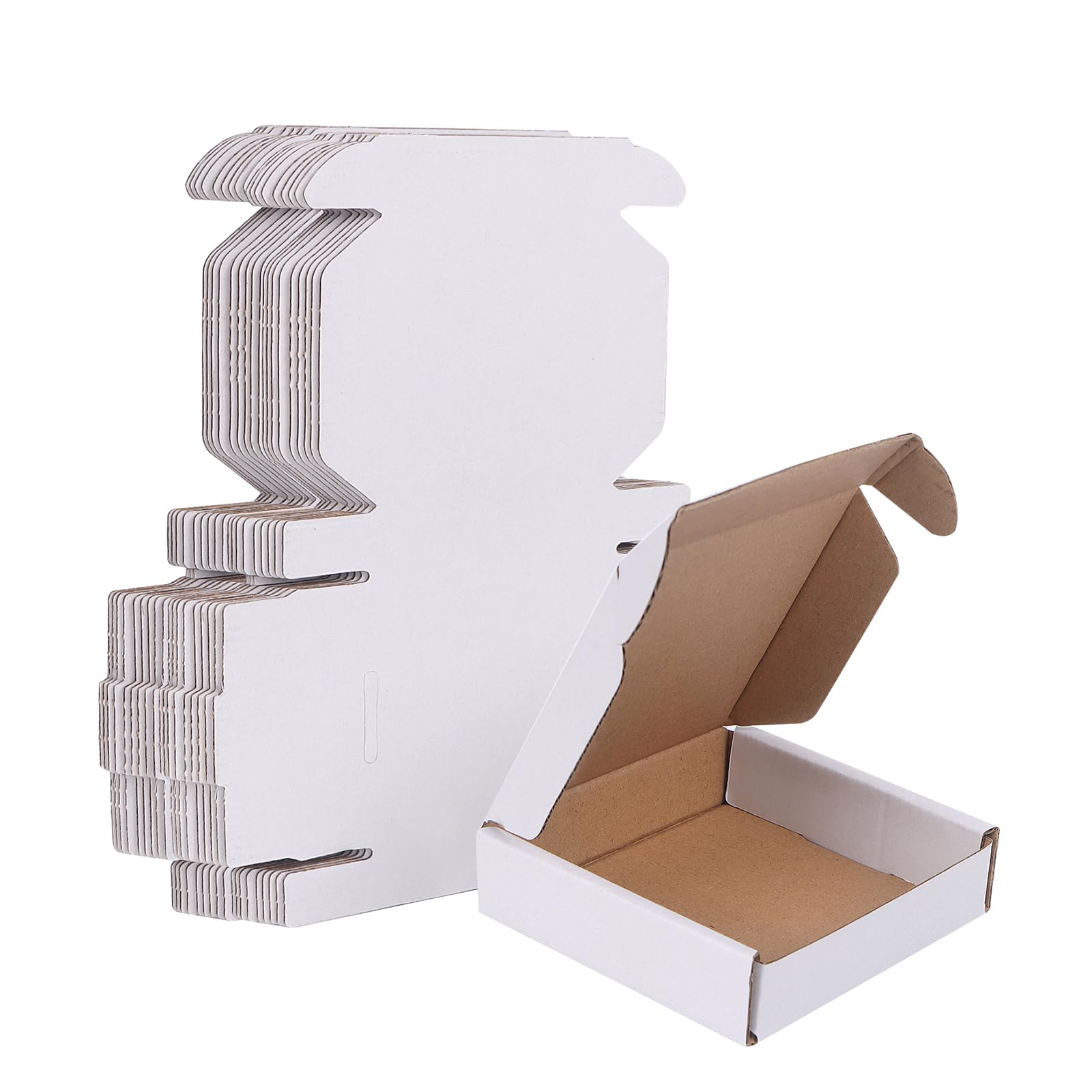 SZYANGDA Small Shipping Boxes 4x4x1, Set of 50, White Corrugated Cardboard Box (YD441-50W)