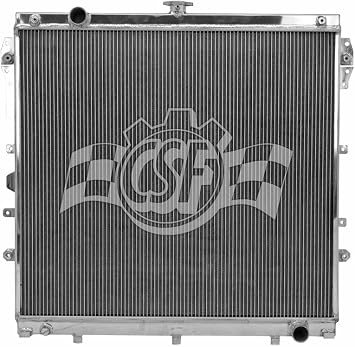 CSF Radiator, 28.75 in W x 2.063 in D, Single Pass, Driver Side Inlet, Passenger Side Outlet, Aluminum, Polished