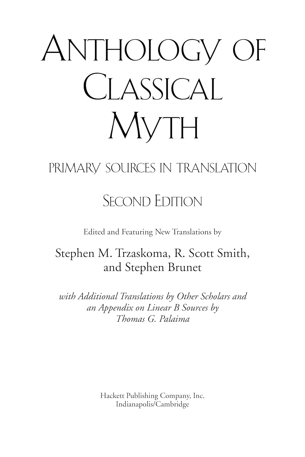 Anthology of Classical Myth: Primary Sources in Translation