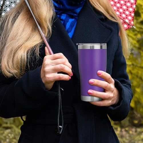 Miniatura 40 de DOMICARE vaso de doble pared con aislamiento al vacío, 20 onzas, con tapa, vaso de viaje de acero inoxidable, vaso de café con recubrimiento