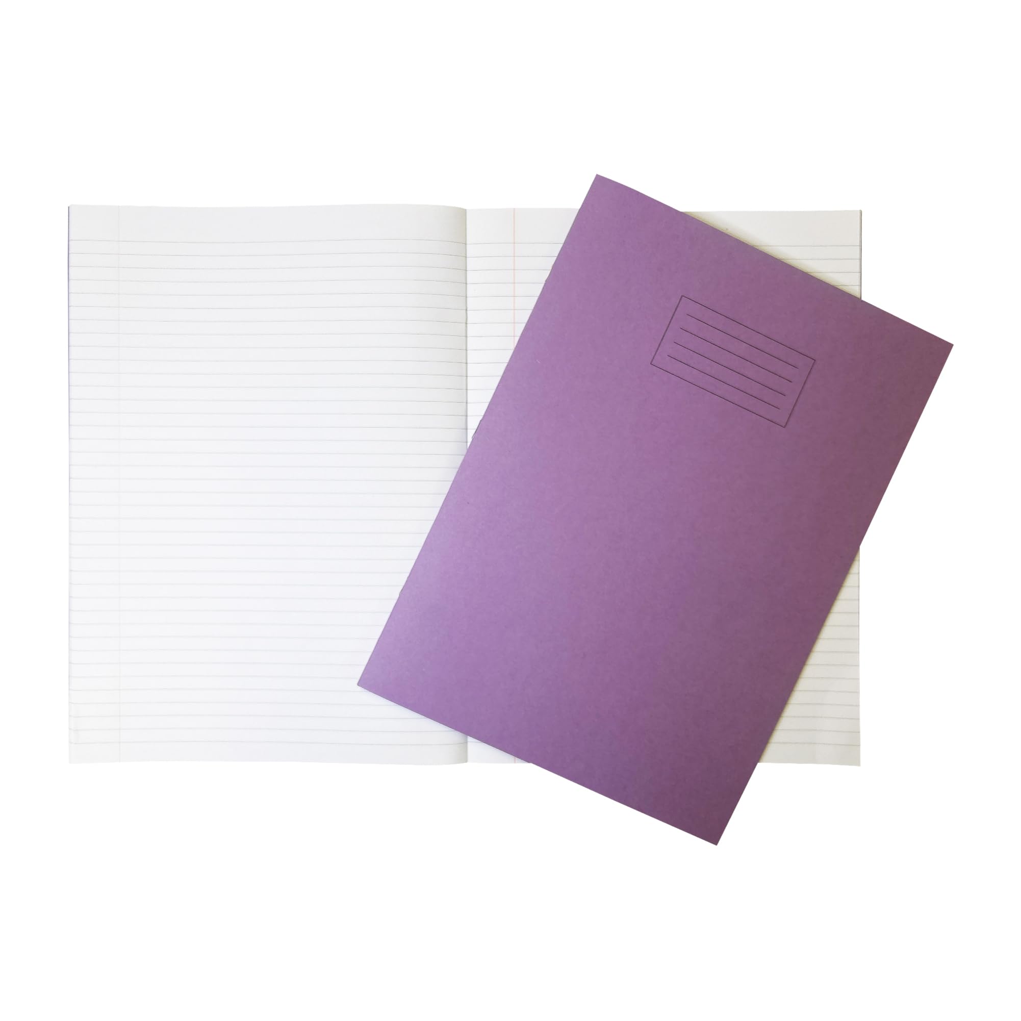 Janrax Pack of 10 A4+ Purple 48 Page Feint Ruled and Margin Exercise Books WF Paper with 225gsm Manilla Cover 240x340mm Workbook