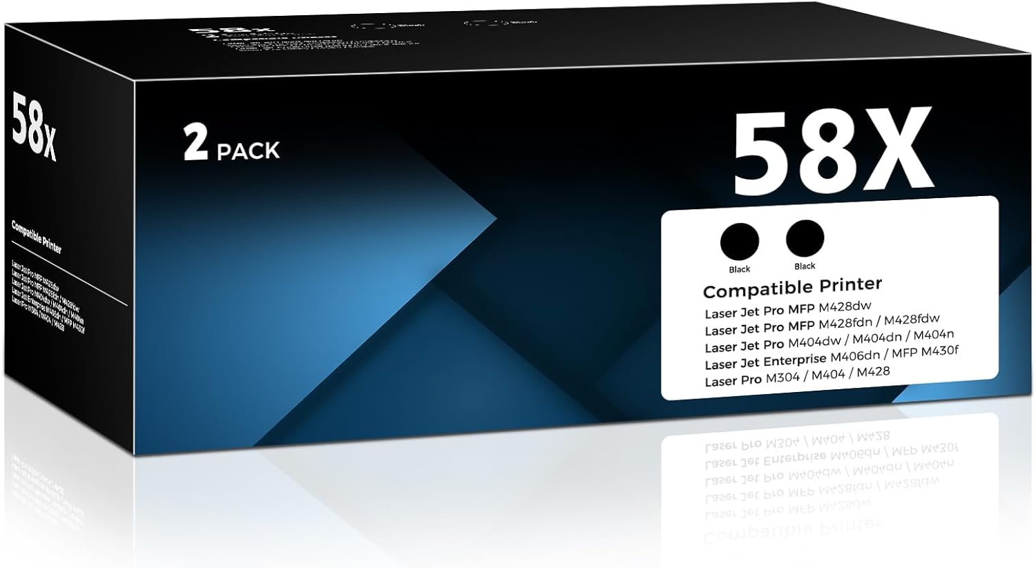 58X CF258X Toner Cartridge Black 2 Pack with Chip Compatible for HP 58X CF258X 58A CF258A Toner Cartridges Replacement for Laserjet MFP M428fdw M428fdn M428dw M404 M428 Pro M404n M404dn M404dw Printer