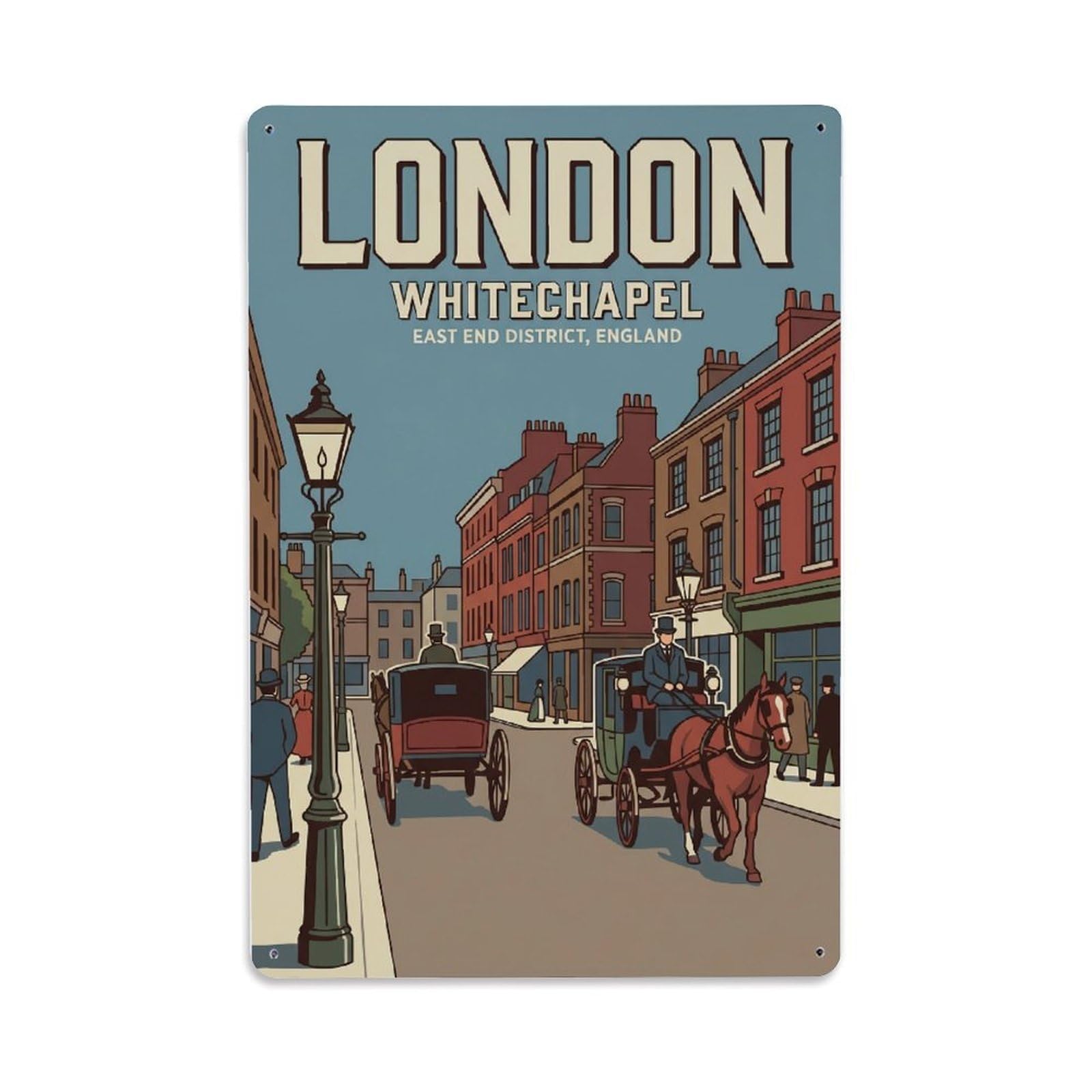 Vintage Travel London Whitechapel Historic East End Clean England Metal Tin Sign Plaque Wall Decor for Cafe, Club Bar, Office, Home Garden Metal Poster 8x12Inch