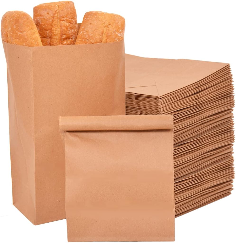 50 PCS Kraft Paper bags lunch Brown large 33x18x11cm. Best for grocery, wedding gift, snack bags, sweets and bread bags, party favors. Reusable, Recycled Craft Food storage box in bulk. Eco friendly.