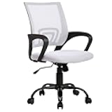 Ergonomic Office Chair Mesh Cheap Desk Chair Task Computer Chair Lumbar Support Modern Executive Adjustable Rolling Swivel Chair for Back Pain, White