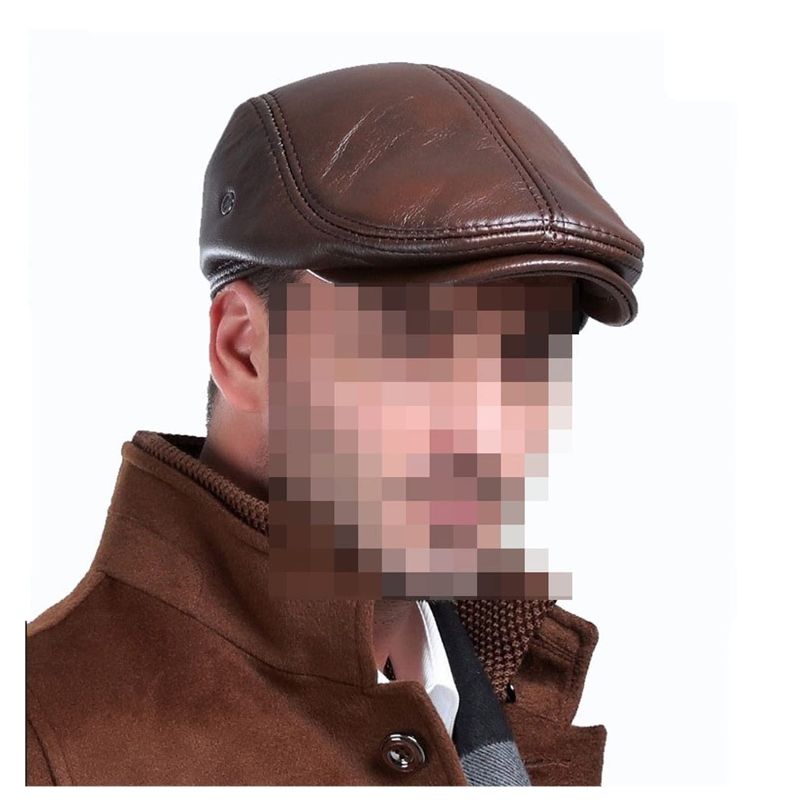Men's Outdoor Leather Hat Winter Berets Male Warm Hearing