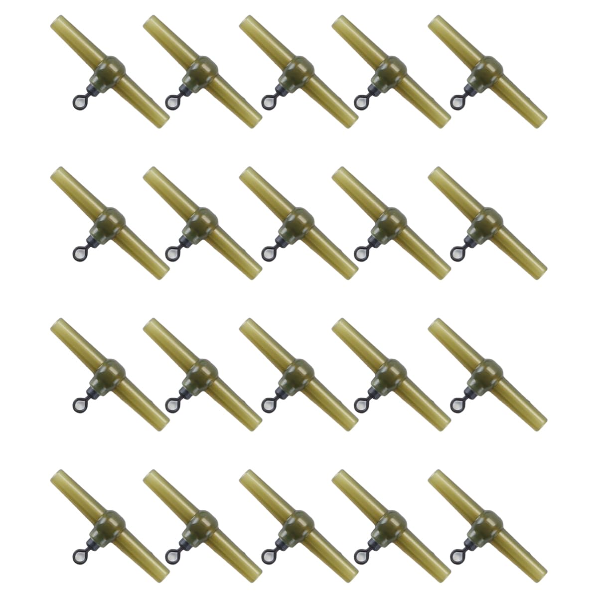 Hoite 20 PCS Non Sleeves Side Bend Carp Hook Link Helicopter Rig for Fish Tackle