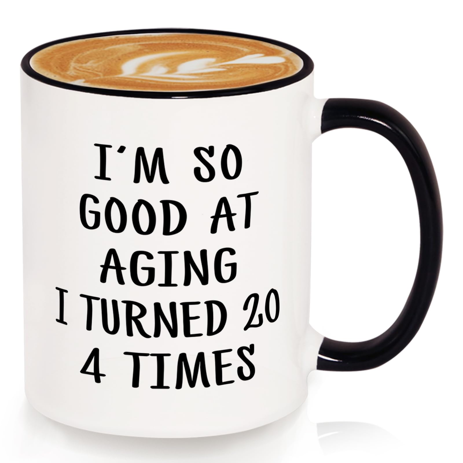GoMelley 80th Birthday Gifts for Women Men, Funny Turned 20 4 Times Mug, 80th Birthday Decorations for Women Men, 1946 80th Birthday Gifts for Mum Dad Grandma Grandpa, 325ML