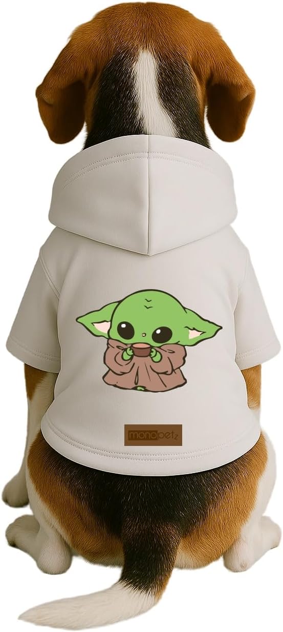 Baskılı İçi Polarlı Köpek ve Kedi Kıyafeti & Elbisesi - Beyaz Renk Kapüşonlu Hoodie B2CD8, S