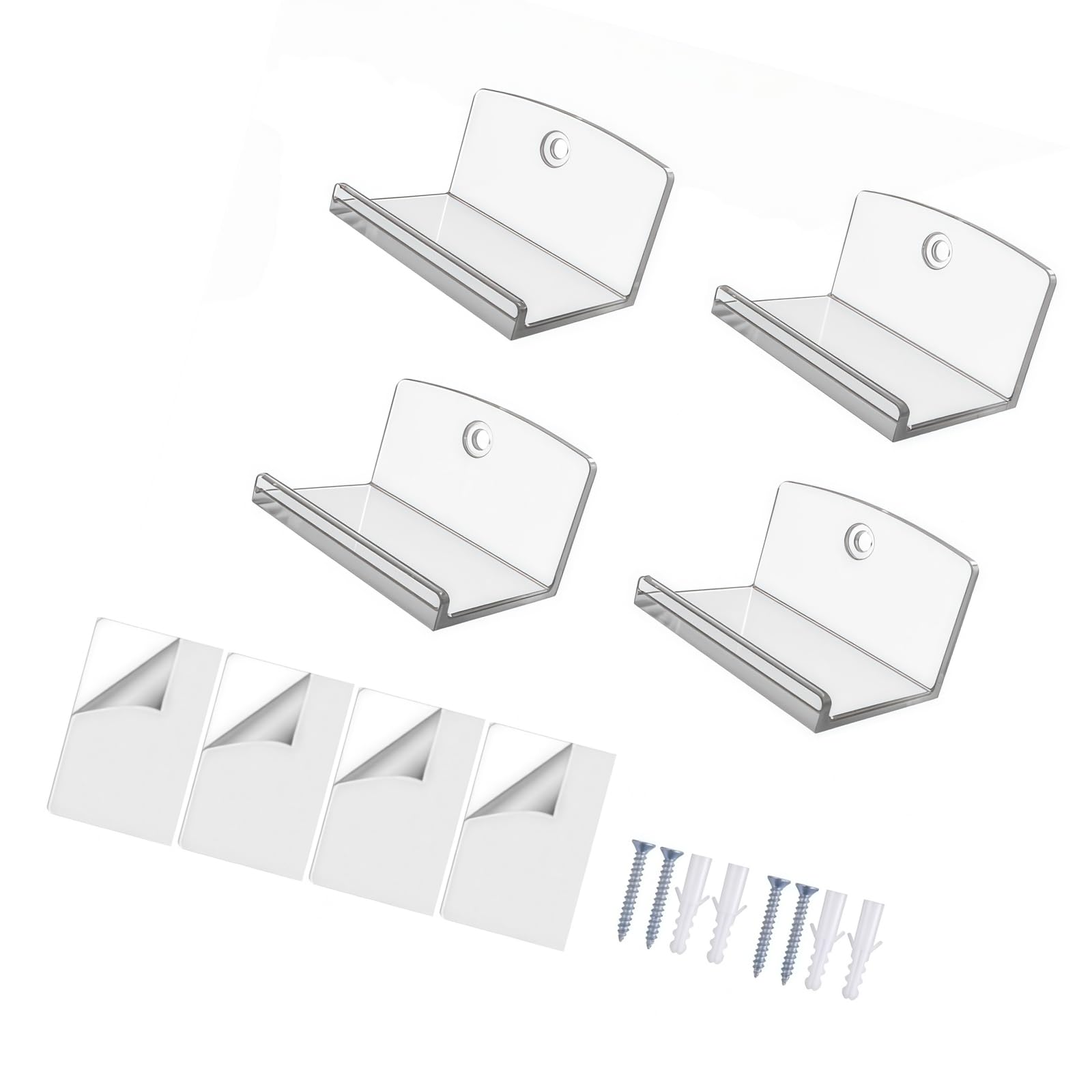 Nucelit Of 4 Auto-Adhesive Holders for Wall Display Drill-Free Setup Sturdy Grip Simple