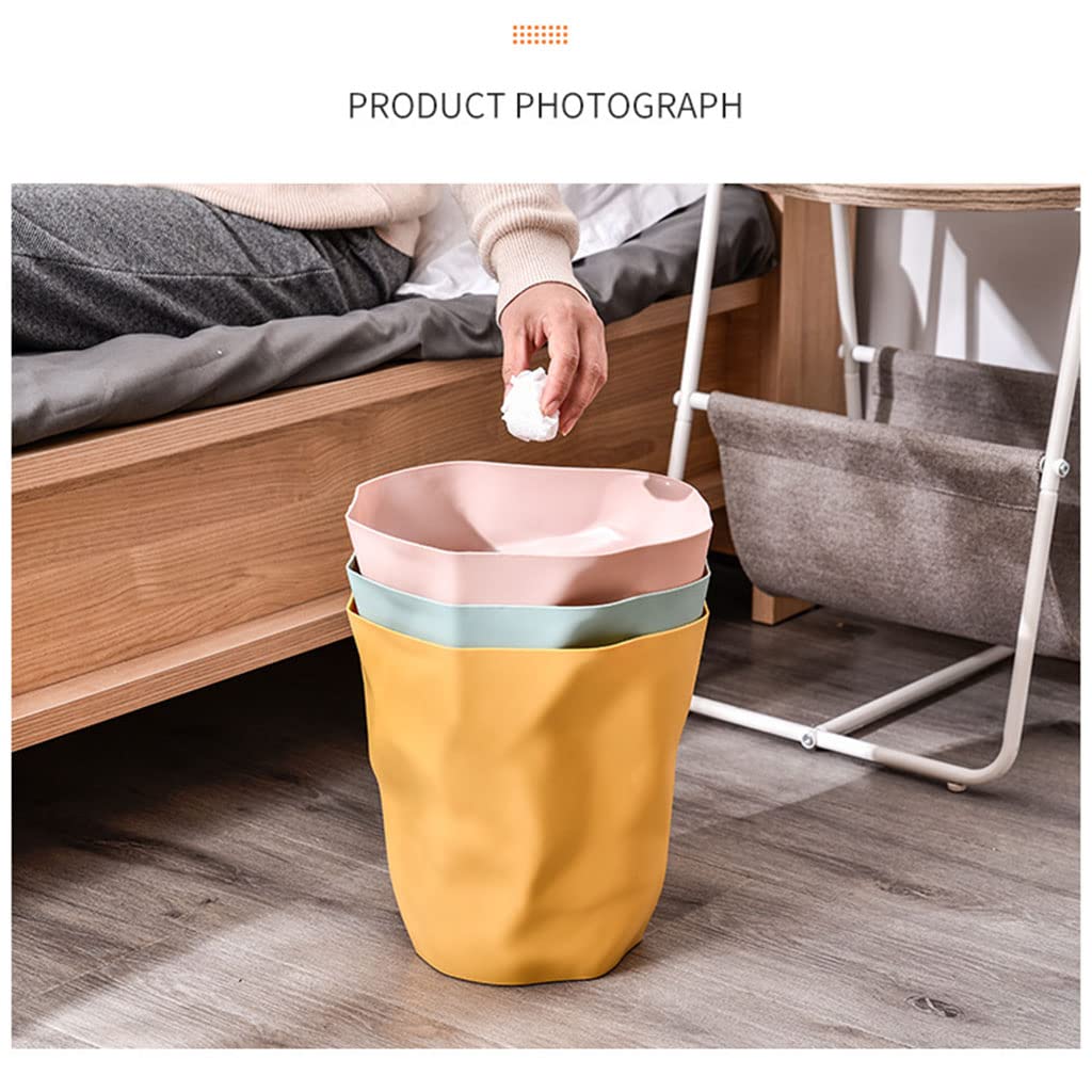 EXCBIOZ Trash Can,Nordic Style Irregular Trash Can Modern Solid Color Plastic Garbage Rubbish Bin Food Waste Basket Basin Bucket Organizer Home Decor, 10.23x10.62x6.29in, White