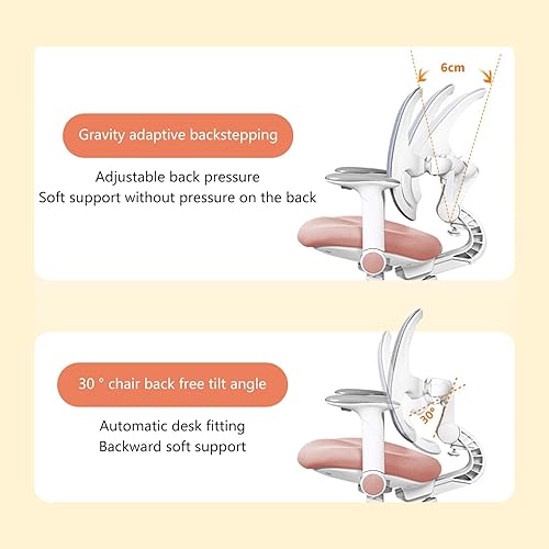Miniatura 35 de FCD Escritorio ergonómico de madera de altura ajustable para niños con silla, mesa de dibujo, estación de computadora, estantería integrada