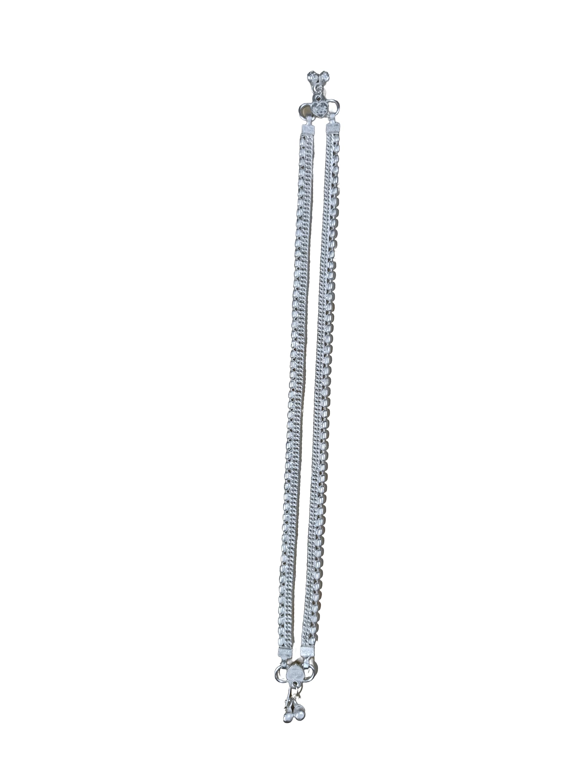 Alloy anklet Silver plated,stud anklet Trendy flexible Artificial Selver white gota Chandi-image-24