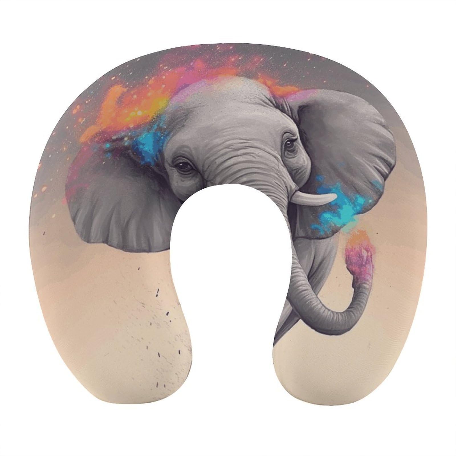 FekiLoot Animal Cartoon Elephant Travel Pillow,U Shaped Office Napping Pillow Support Neck and Head Comfortable Travel Neck Pillow U Shape Sleeping Essentials for Long Haul Flights