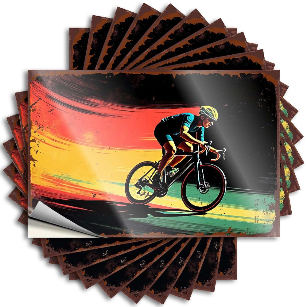Vintage, Tattoos Water Rider Speeding On A Vibrant Road. | Sand Retro(8X12CM)