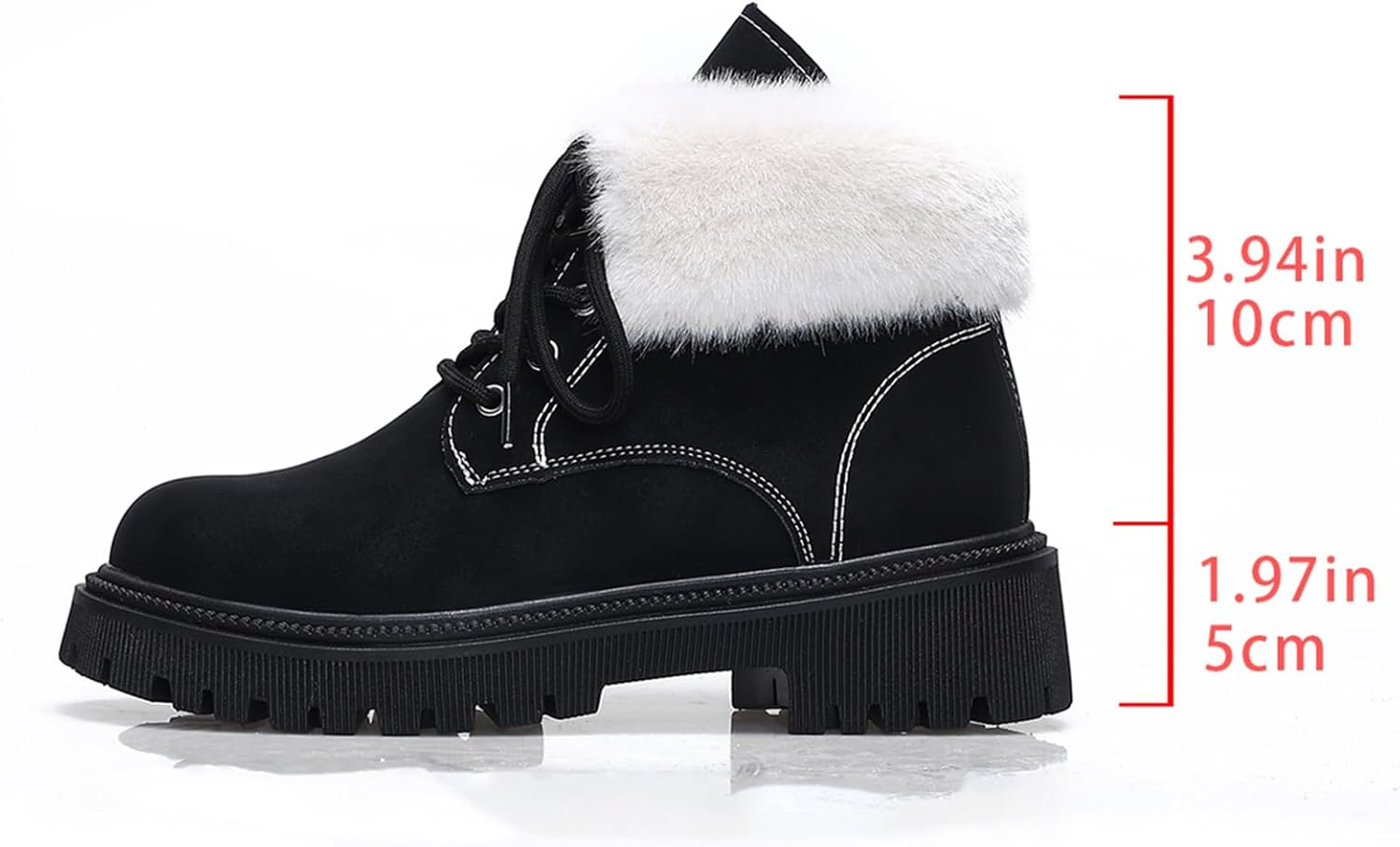 2026 New Women's Warm Fur-Lined Winter Ankle Boots - Lace-Up Waterproof Work Commute Boots, Non-Slip Platform Sole, Comfortable All-Day Wear for Daily Office & Outdoor Walking