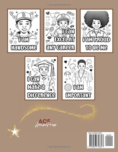 Little Brown Boy You Are Wonderful: Black Boys Coloring Book With Positive Affirmations. Color In In