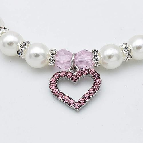 Miniatura 8 de PETFAVORITES Collar de perlas de cristal para perro, joyería para perros pequeños y cachorros, collar de boda con dije de diamantes de imitación,