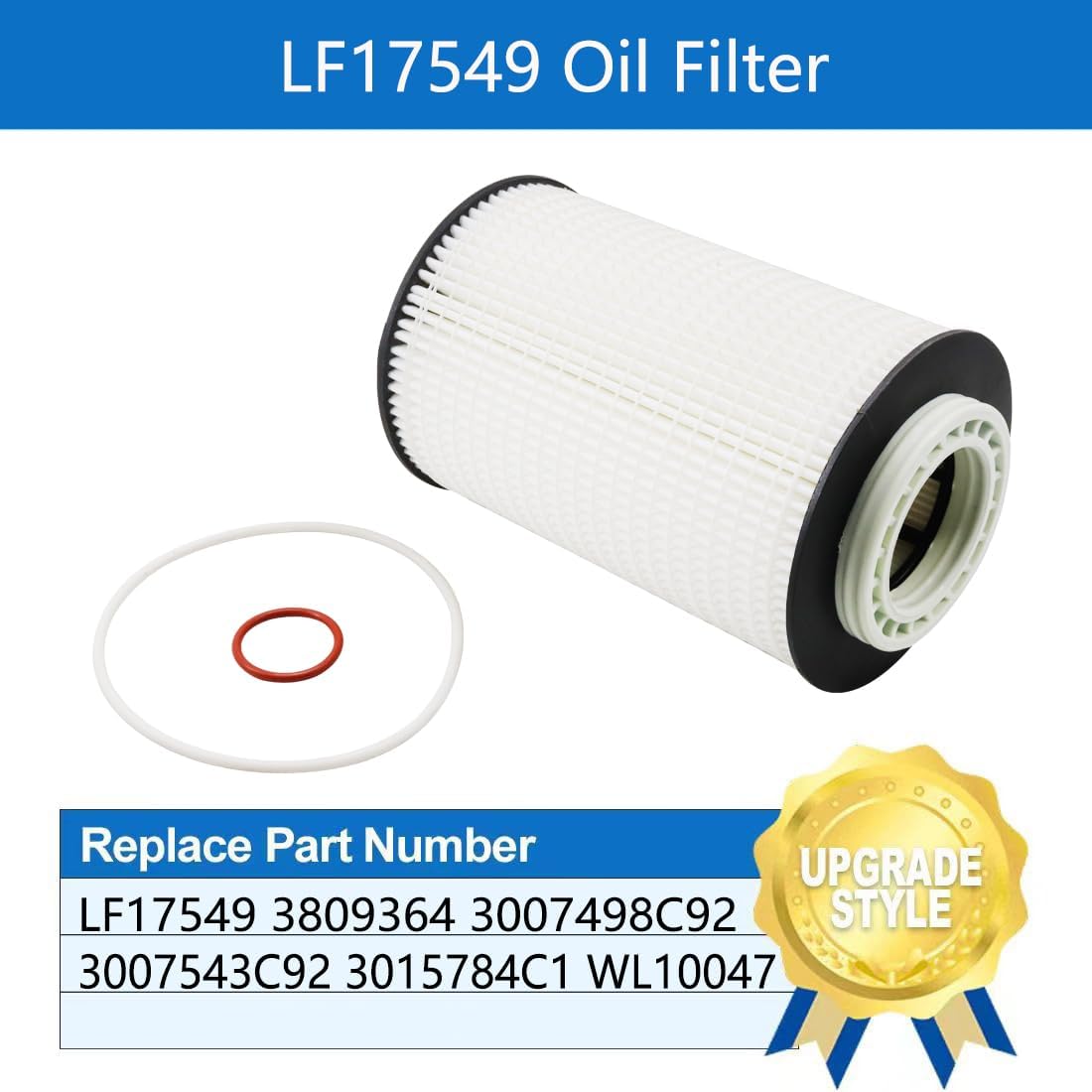 LF17549 Oil Filter Replace for 3809364 3007498C92 3007543C92 3015784C1 WL10047 Compatible with Excavators MaxxForce 11 and 13 Engines(pack of 2)
