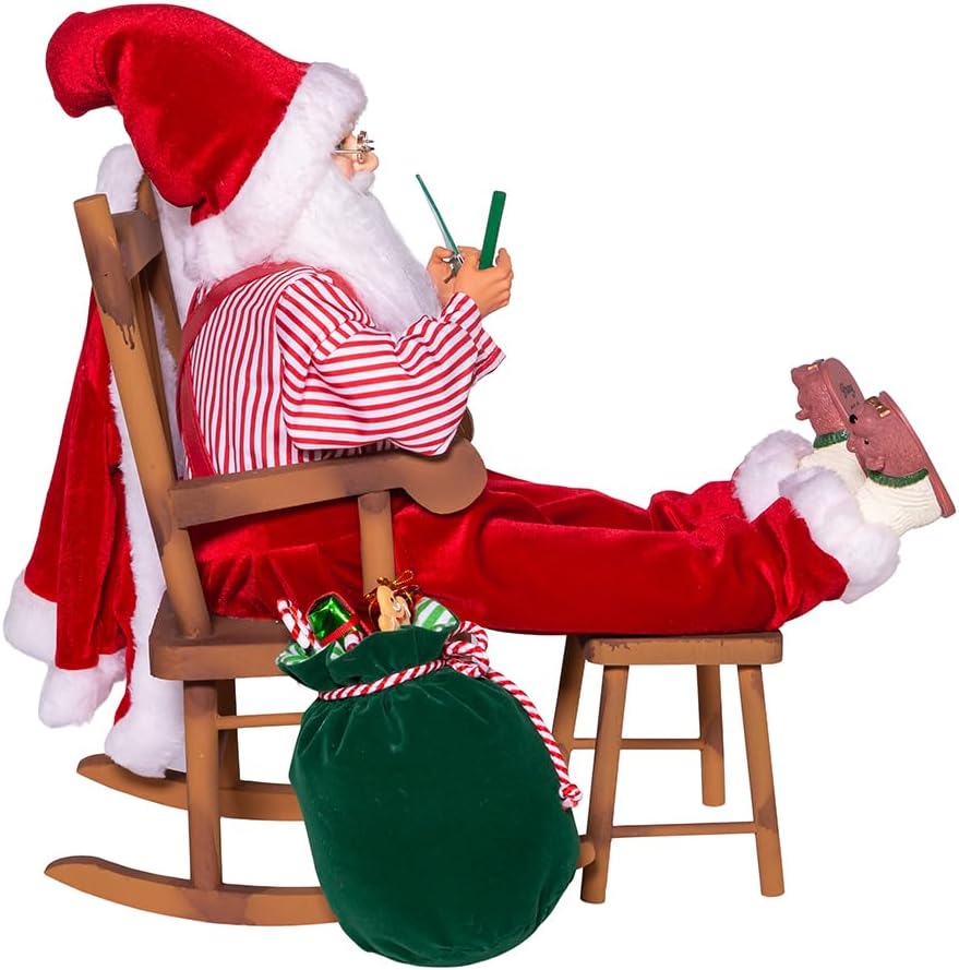 Kurt Adler 16-Inch Kringle Klaus Santa Sitting in Chair with Shoes Saying If You Can Read This, Bring Me a Glass Wine