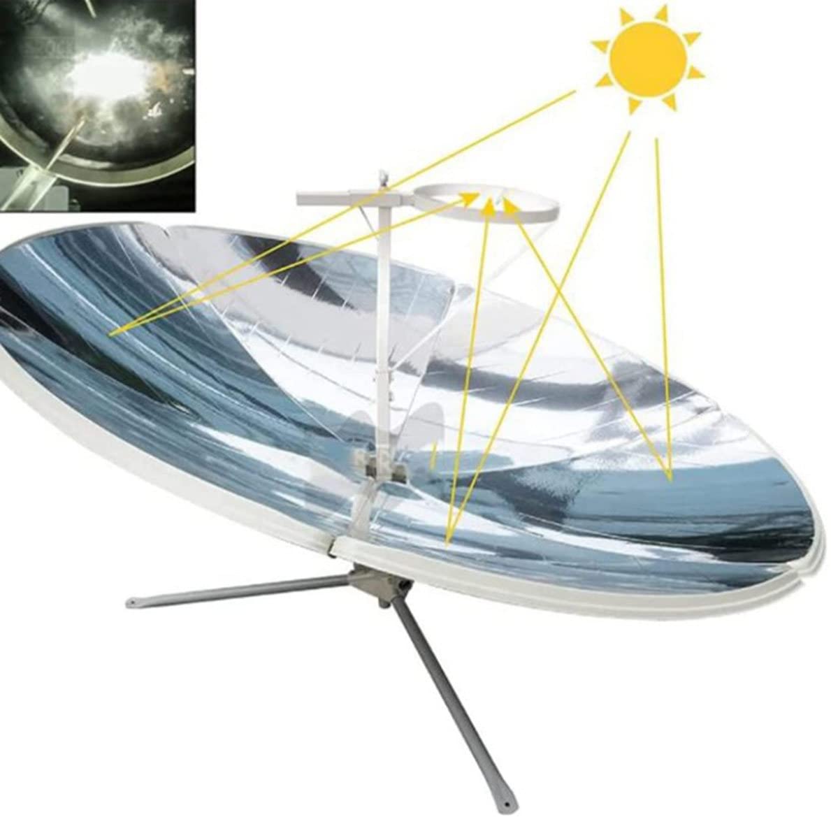 Solarkocher, 1800 W Parabol-Solarofen, tragbarer Solargrill mit 1,5 m Durchmesser, konzentriertes Design für effizientes Kochen im Freien