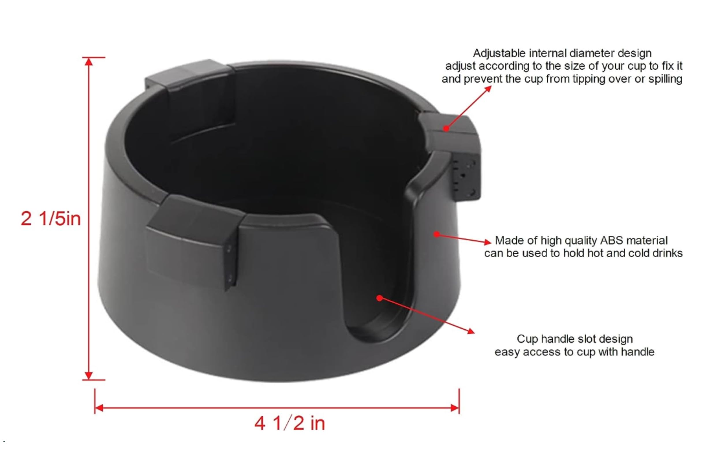 Adjustable Spill Proof Cup Holder, Magnetic Cup Holder, Suitable for Tractor, Lawn Mower, Forklift, Treadmill and Other Iron Products(1Pcs Black)