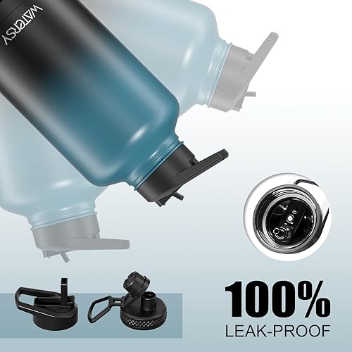 Miniatura 5 de Botella de agua aislada de 64 onzas (fría durante 48 horas), sin BPA y a prueba de fugas, botella de agua de acero inoxidable de medio galón, jarra