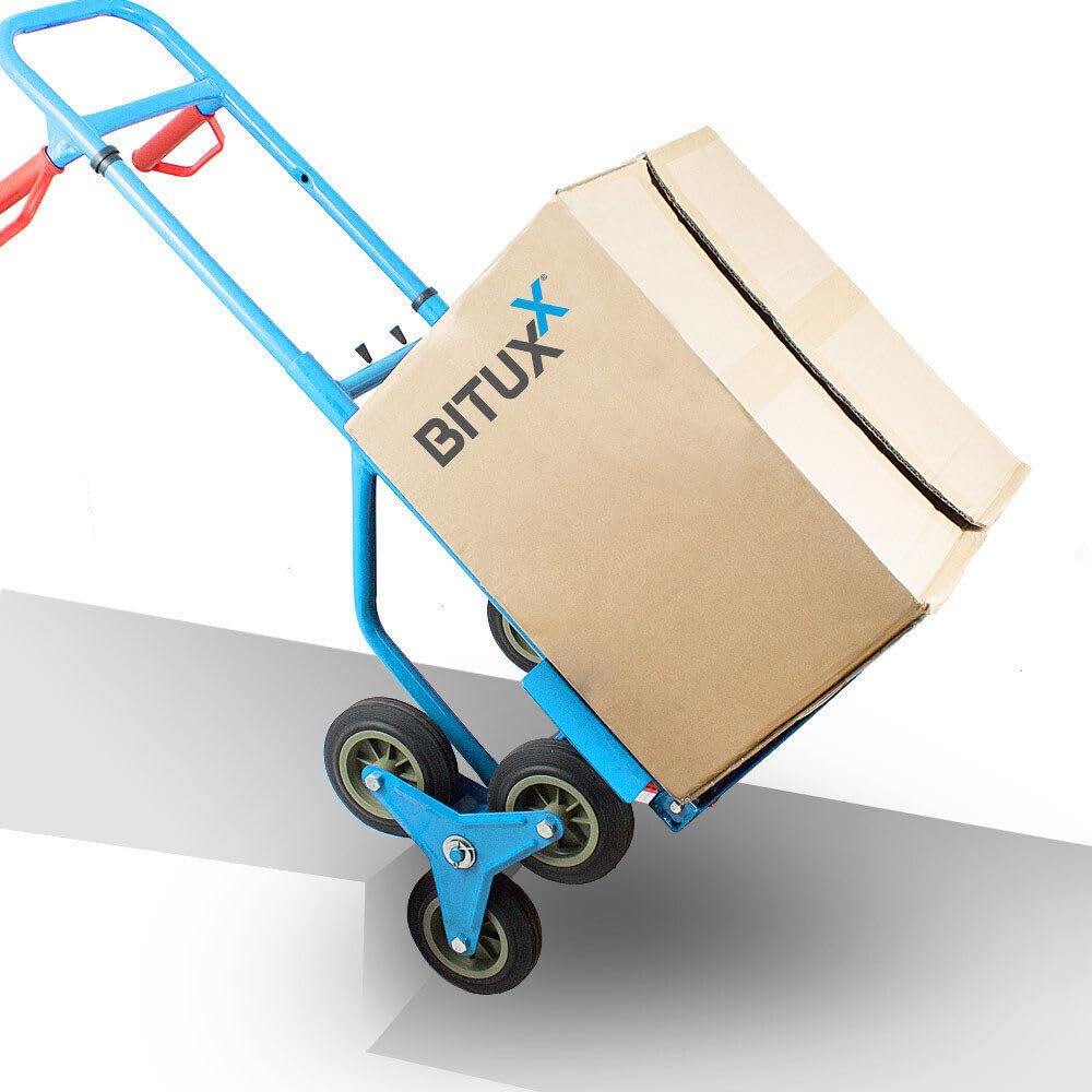 BITUXX Karre Treppenkarre Sackkarre Treppe Treppensackkarre 200kg Treppensteiger Stapelkarre Klappbar Hartreifen