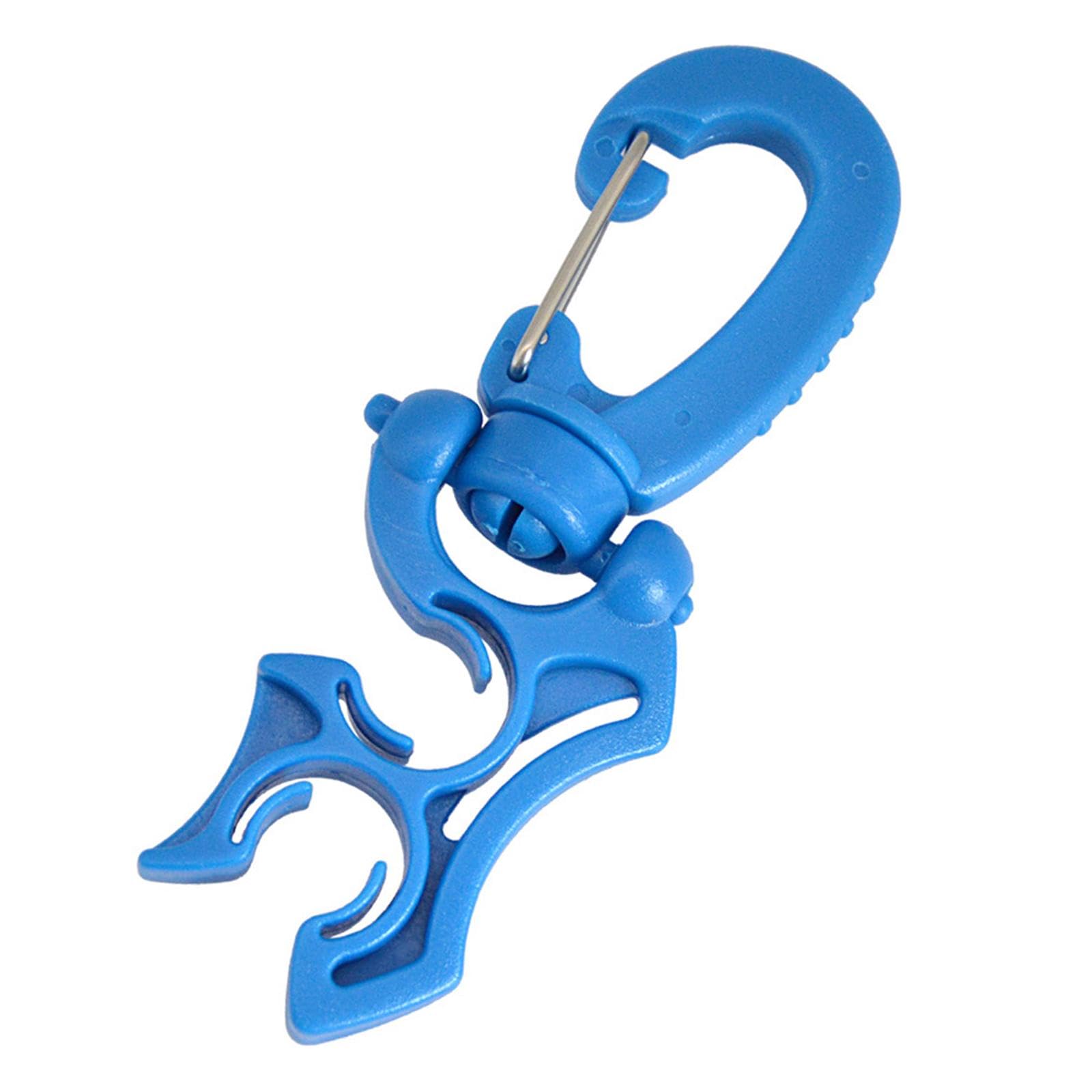 Scuba Gear Clips Safety Rotatable for Men Women Dive Snorkeling Double Hose Holder with Clip Universal Snap Hook Buckle Hook Accessories, Blue