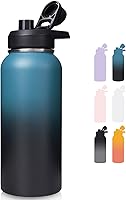 Vista 22 de Botella de agua aislada de 18 onzas con asa, botellas de agua de acero inoxidable 304 con boca ancha, botella de agua deportiva al vacío de doble