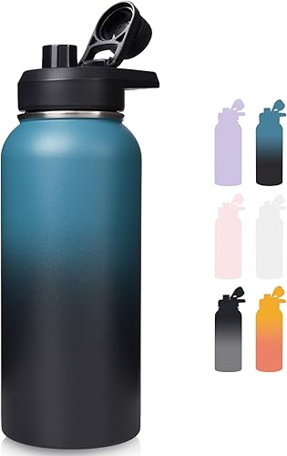 Miniatura 23 de Botella de Agua Aislada de 24 oz con Asa, Botellas de Agua de Acero Inoxidable 304 con Boca Ancha, Botella de Agua Deportiva al Vacío de Doble