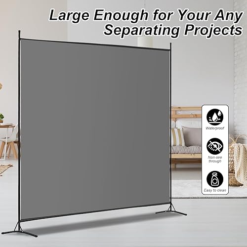 Miniatura 3 de Divisor de habitación de panel grande individual, pantalla de privacidad de 6 pies de alto, divisor de pared independiente de habitación, pantalla
