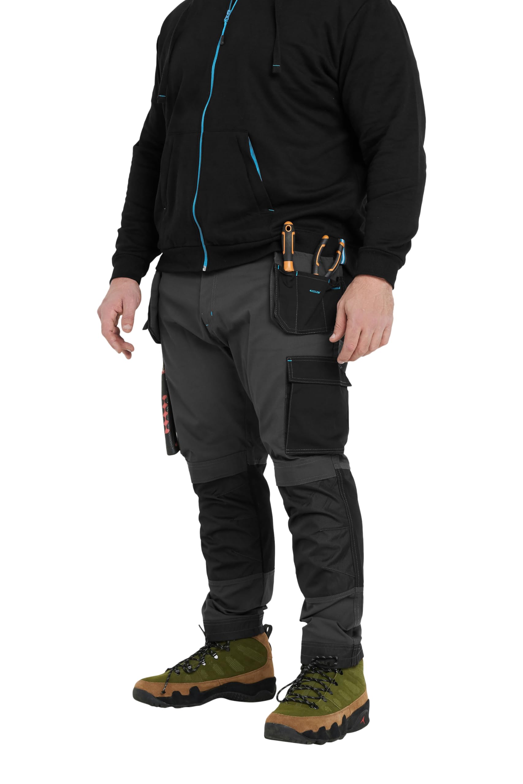Badrhino Men's Black Big & Tall Workwear Cargo Trousers - Plus Size Curve