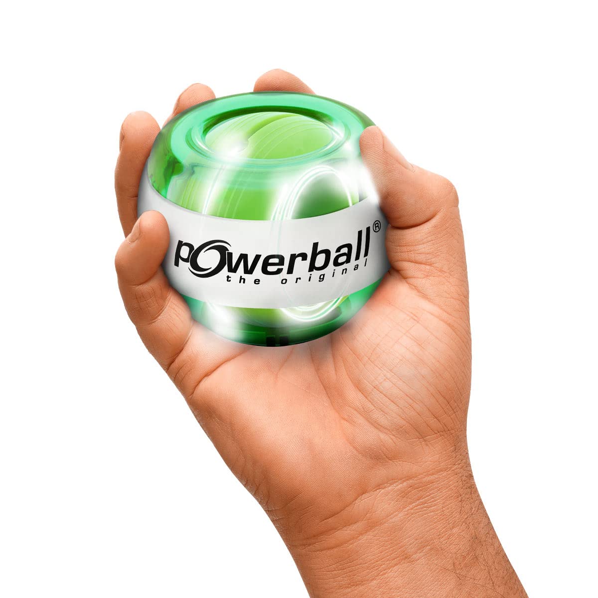 Powerball Max Green, gyroskopischer Handtrainer mit grünem Lichteffekt inkl. Drehzahlmesser, transparent-grün, das Original von Kernpower