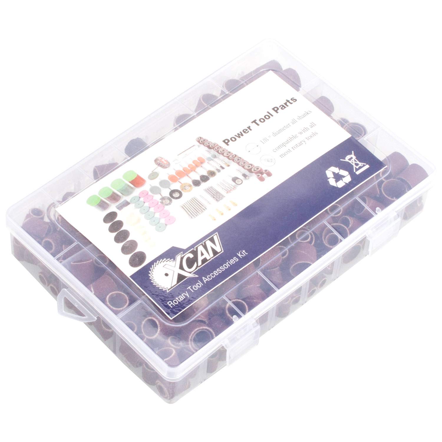 Starvest - Tamburo di levigatura con scatola di plastica, 329 pezzi con strisce di levigatura e 9 pezzi tamburo mandrino 1/2", 3/8", 1/4" per Dremel utensili rotanti