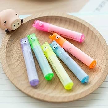 Amazon.co.jp: 6枚のミニ蛍光ペンセット蛍光マーカーペンは