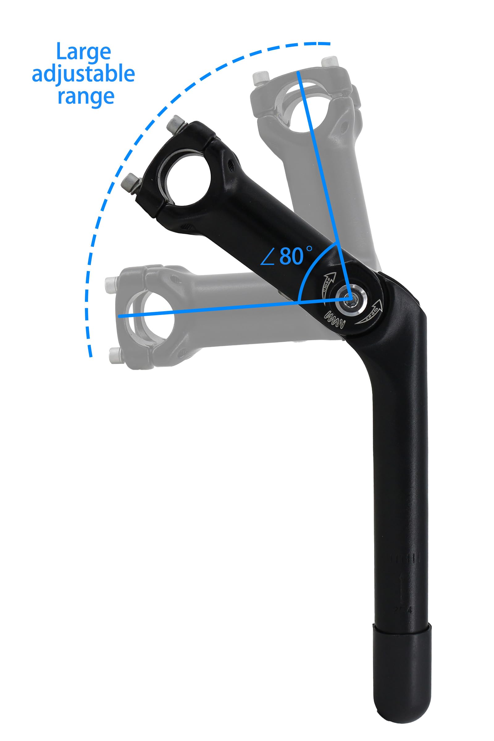 Potence Vélo Réglable 0-90° - 25.4mm / 31.8mm - Alu Noir Pour VTT