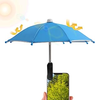 xowwyue Paraguas ajustable para teléfono celular con clip, parasol multifuncional para películas, TV, camping y al aire libre, 19 cm