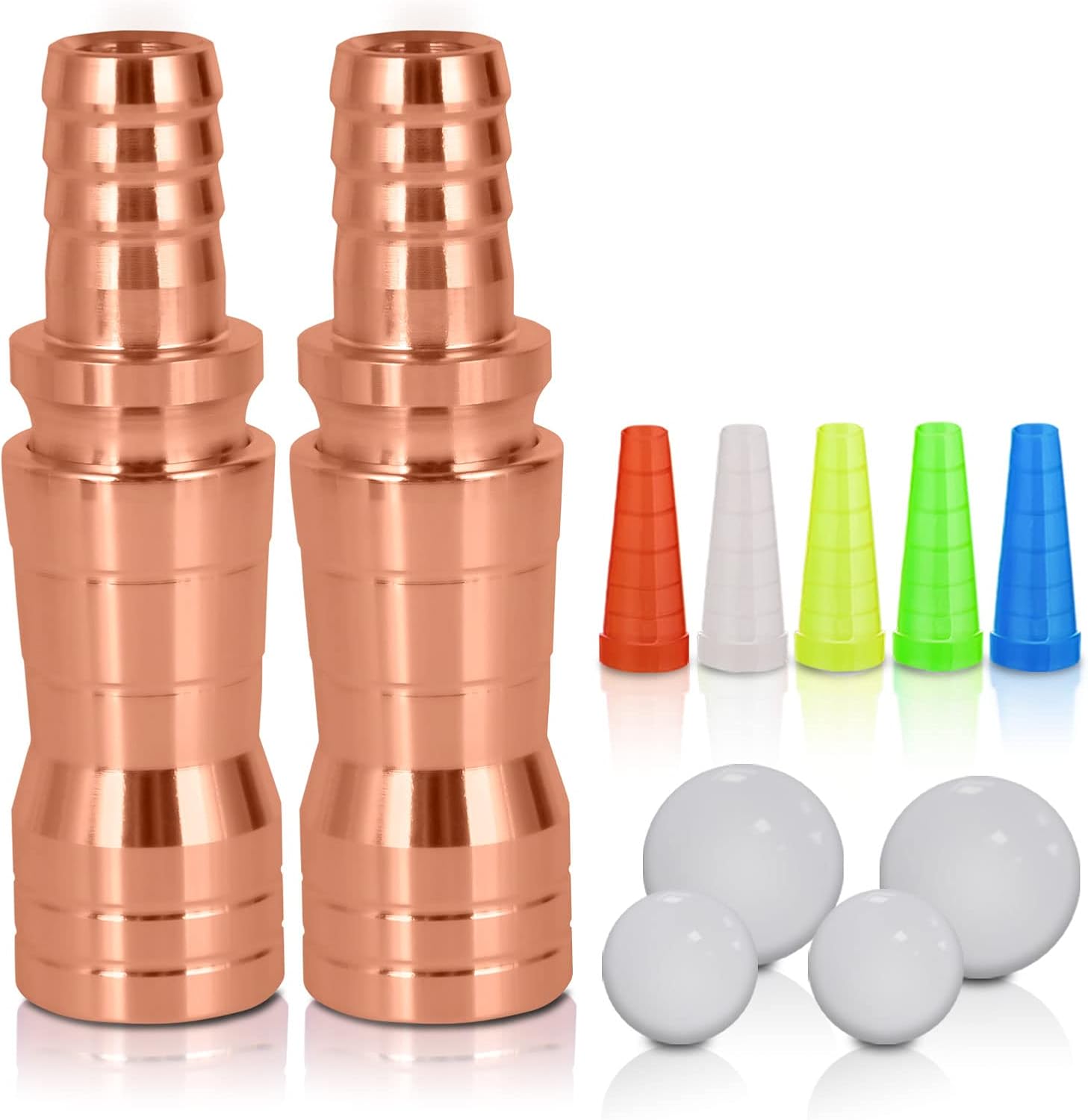 DFESKAH Adaptador de manguera de acero inoxidable V2A, con rosca universal M16 x 1, juego de 2 conectores para la mayoría de pipa de agua, incluye bola e boquilla higiénica (oro rosa, 2 unidades)