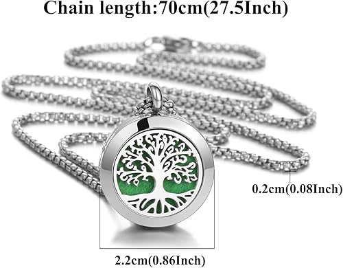 Miniatura 4 de Aromaterapia Aceite Esencial Difusor Collar Árbol de la Vida Diseño Nube Acero Inoxidable Locket Colgante Navidad Cumpleaños Regalo para Mujeres