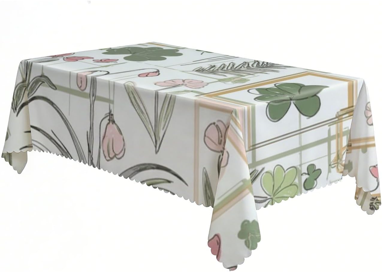 Botanical Holiday Boho Table Covers 60x120 Inch, Reusable Farmhouse One Birthday, Party Decorations Woodland Tablecloth for Dining Room Seasonal Camping Table Cover
