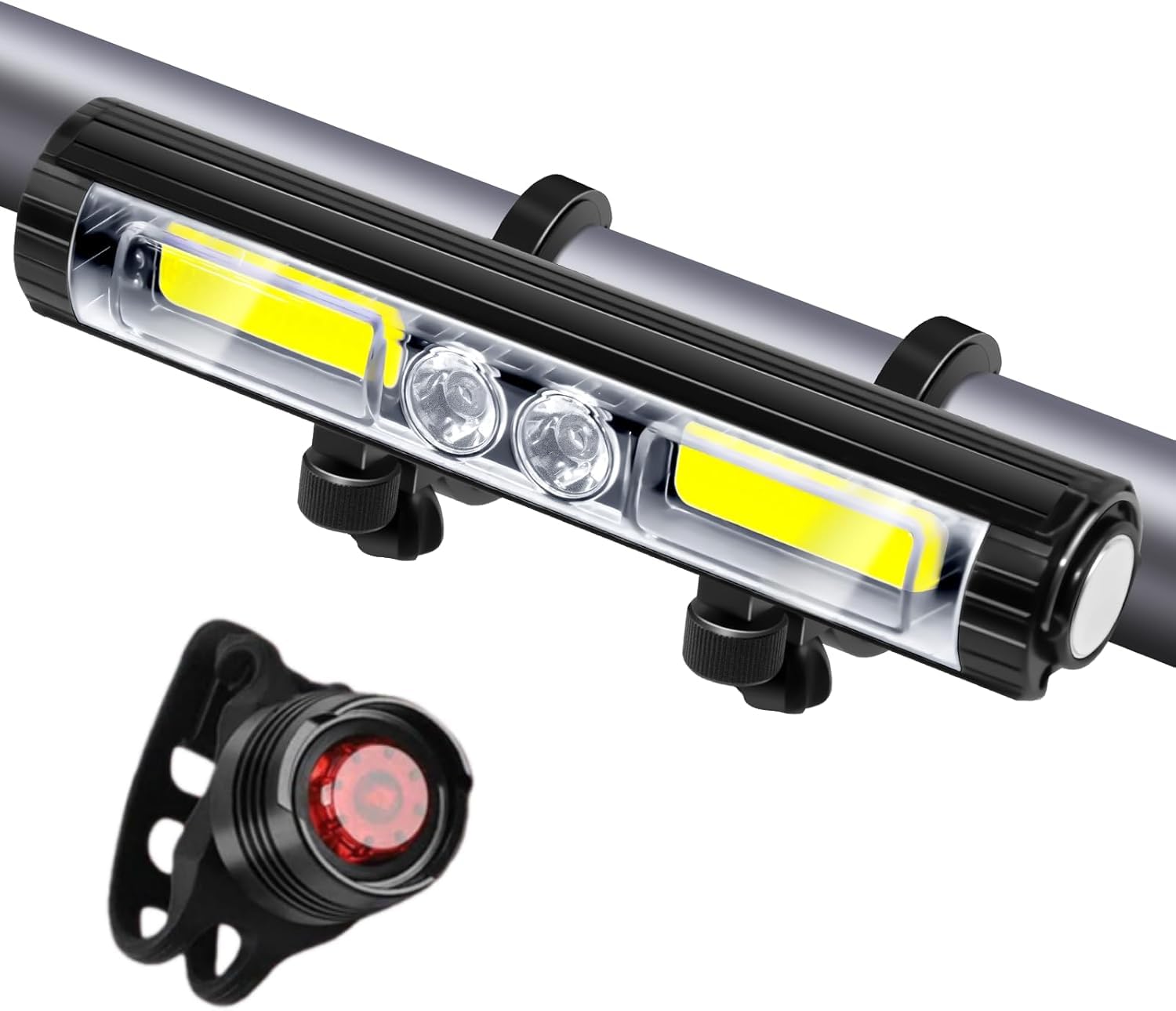 Bike Lights Set, Super Bright USB Rechargeable Bike Light Front and Rear, 3+5 Lighting Modes, 3000mAh Large Capacity,Bicycle Lights with High Beam Low Beam for Night Riding and Road Mountain Cycling