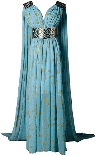 Miniatura 1 de Xfang - Vestido de chifón para mujer disfraz para cosplay halloween vestido largo azul