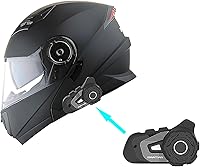 Vista 70 de 1Storm - Casco modular de cara completa para motocicleta, protector solar de doble visera: modelo Modular901, visera ahumada