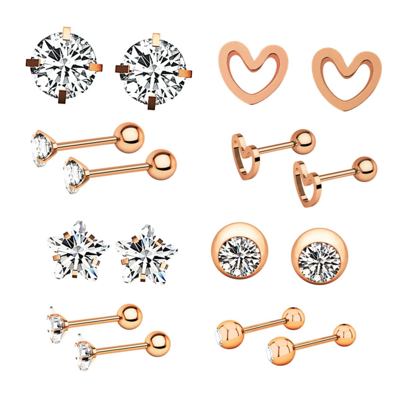SOIMISS 20pares Conjunto Joyería Unisex Piercings De Acero Inoxidable Incluye Anillos De Cejas Pendientes De Zircon y Clavos Para Labios Para Uso Diario y