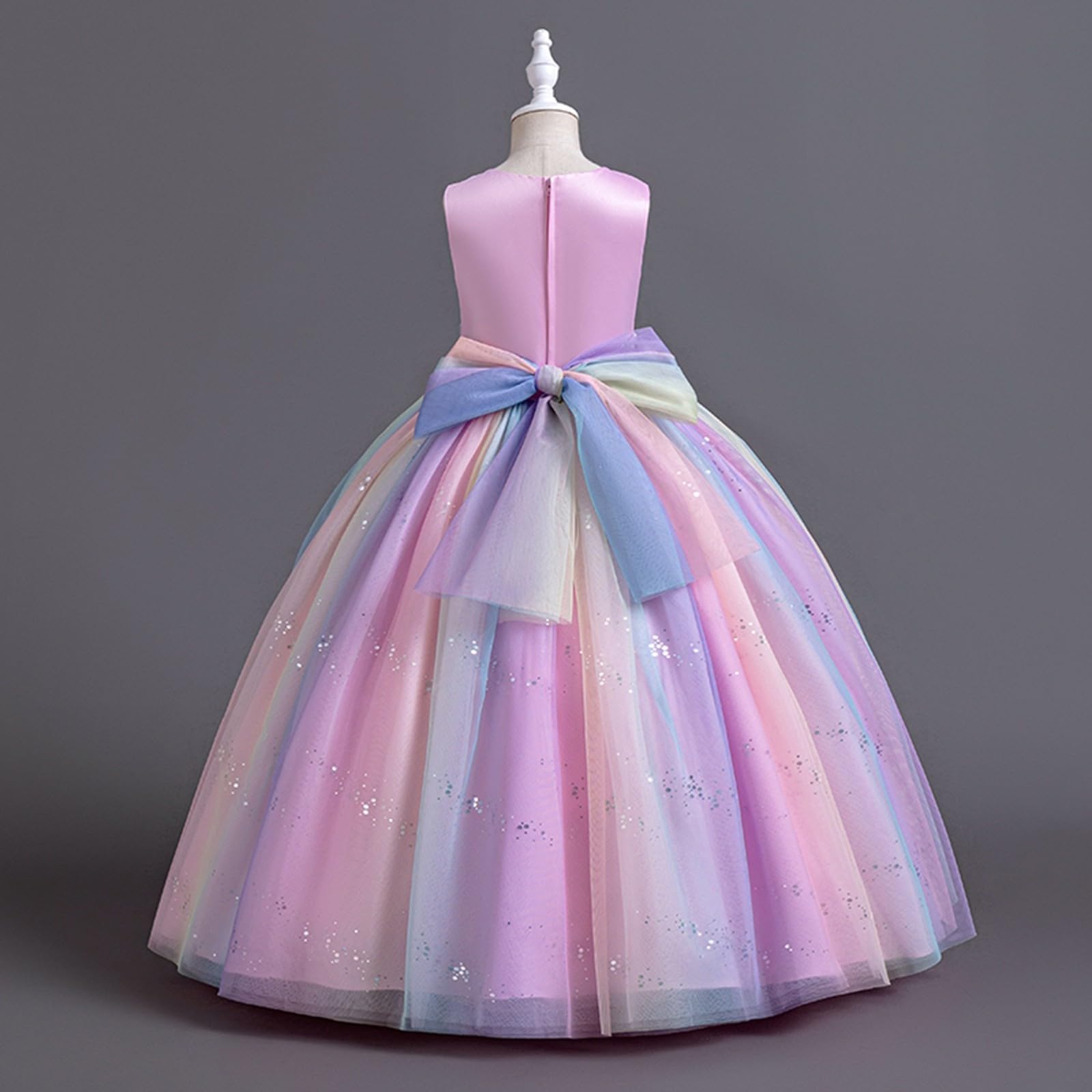 Vestido de lentejuelas para niña de las flores, para boda, dama de honor, desfile, fiesta, formal, largo, de algodón, volantes y ligero, ideal para vacaciones, tendencia infantil estilo elegante