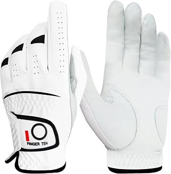 Golf Gloves Men's Leather for Left Hand 1 Piece All Weather Cabretta Leather Grip Golf Glove Right Handed Soft Comfort Fit Size S M ML L XL