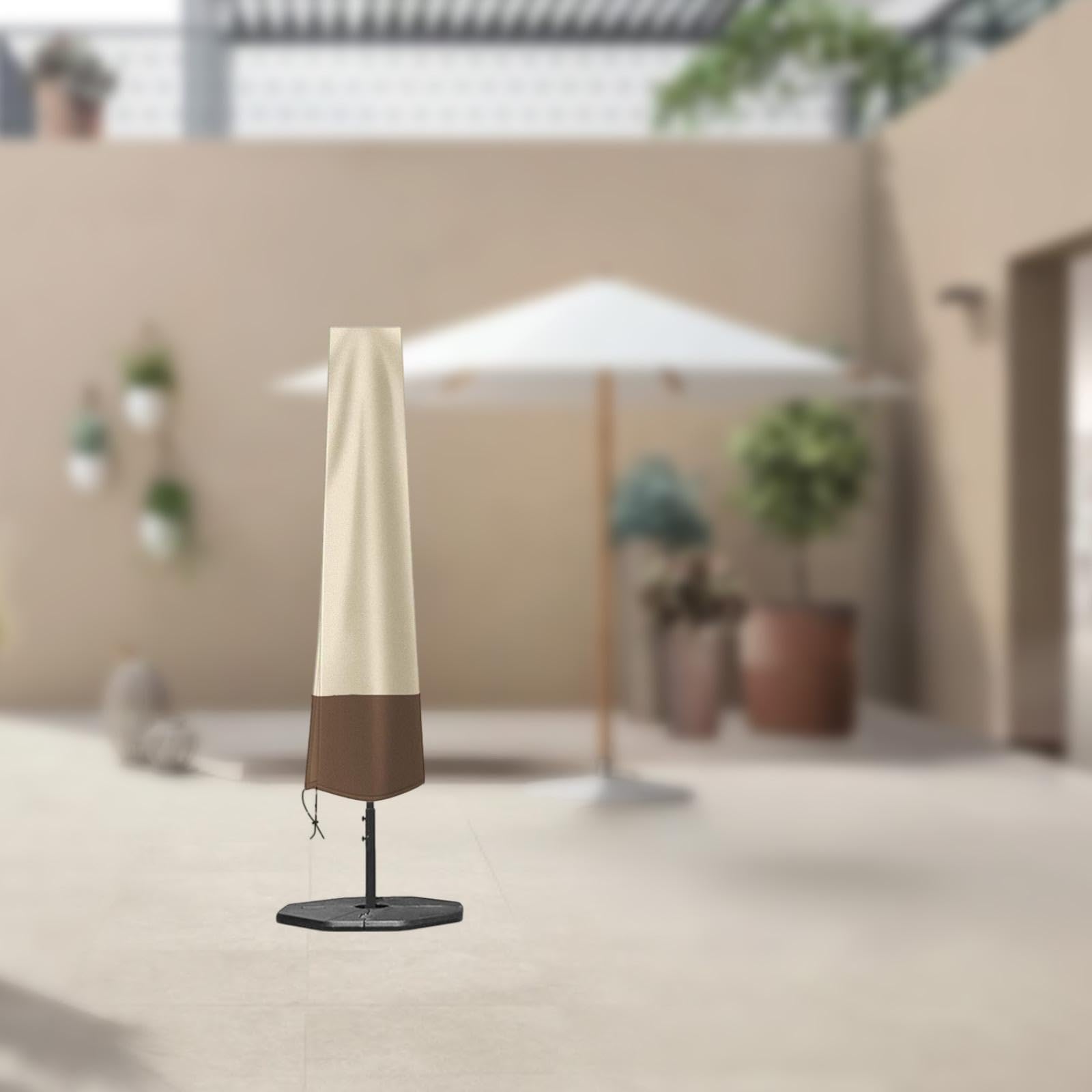 Housse de Parasol de Terrasse, Imperméable et Résistante, Protection Contre La Pluie et La Poussière, Protection pour Mobilier de Jardin et D', 420d